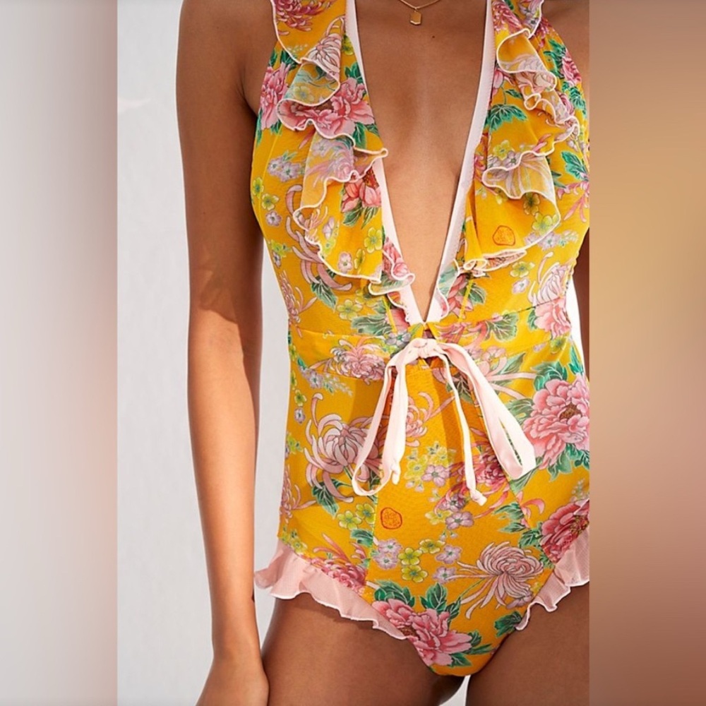 We Are Hah - Butterfly Bodysuit In Kyoto Marigold